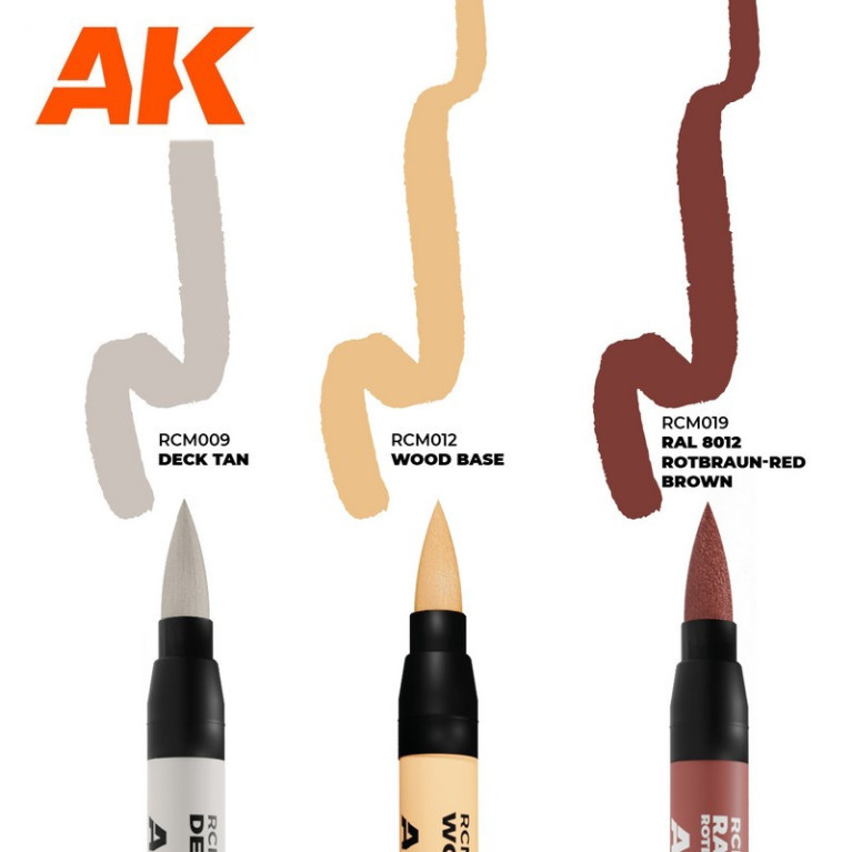 Set de 3 marqueurs Real Colors Ships & decks (bateaux et ponts) AK Interactive RCM104 - Maketis