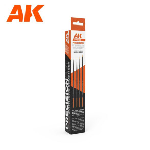 Set de 4 pinceaux synthétiques Précision AK Interactive AKB104 - Maketis