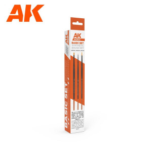Set de 3 pinceaux et brosses synthétiques Basic AK Interactive AKB103 - Maketis