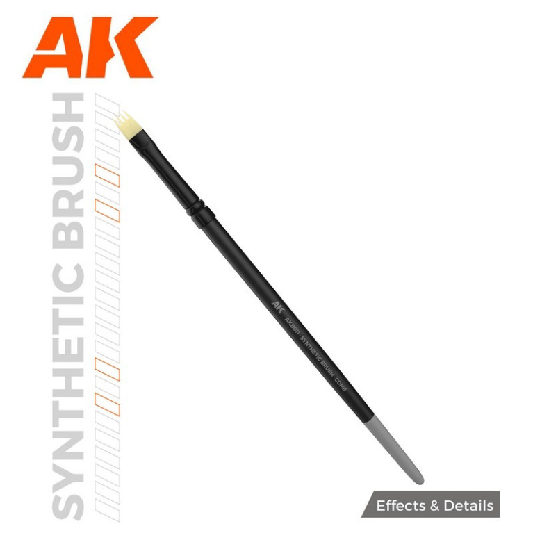Brosse plate synthétique en peigne pour trainées et coulures AK Interactive AKB011 - Maketis