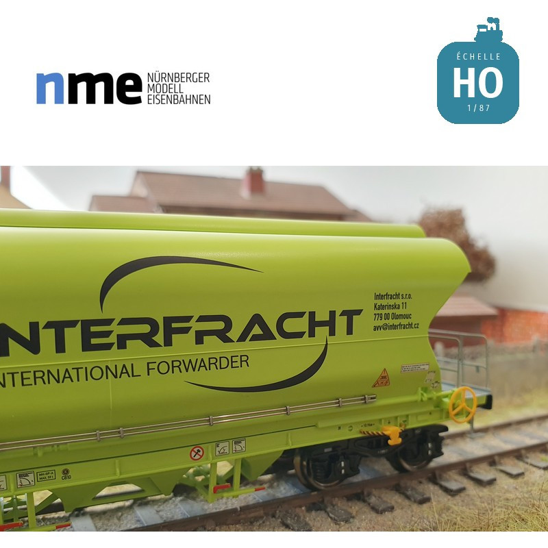 Wagon céréalier Tagnpps 101m3 INTERFRACHT vert fluo Ep VI HO NME 515610 - Maketis