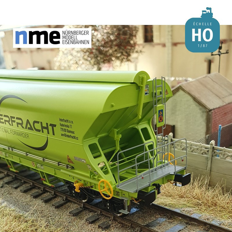 Wagon céréalier Tagnpps 101m3 INTERFRACHT vert fluo Ep VI HO NME 515610 - Maketis