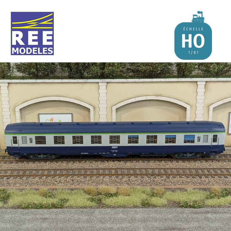 Blue/Grey DEV AO B9c9 car with framed logo SNCF EP IV-V HO REE VB-403-Maketis