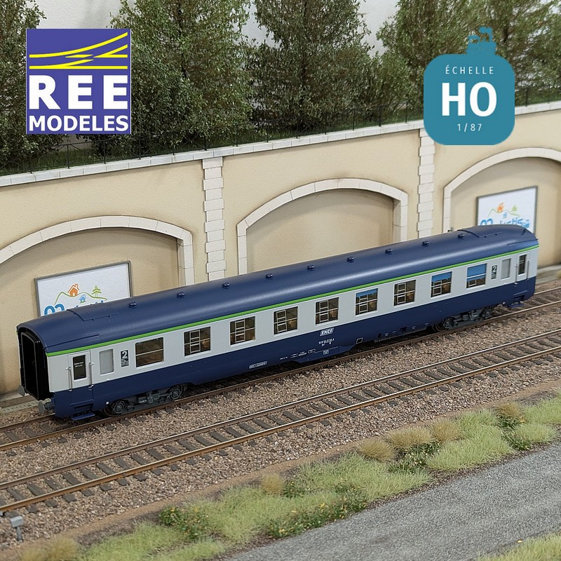 Blue/Grey DEV AO B9c9 car with framed logo SNCF EP IV-V HO REE VB-403-Maketis