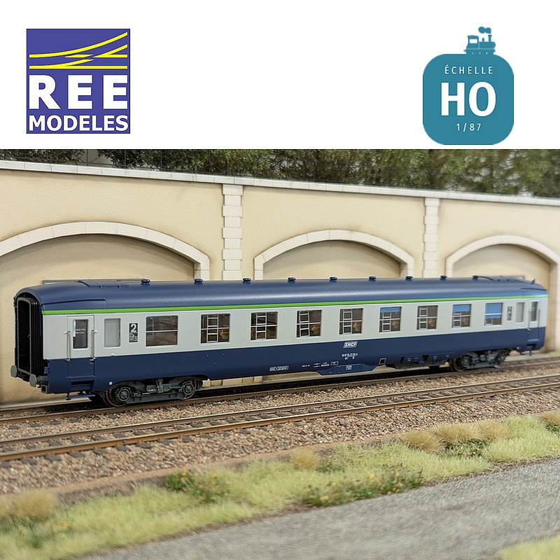 Blue/Grey DEV AO B9c9 car with framed logo SNCF EP IV-V HO REE VB-403-Maketis