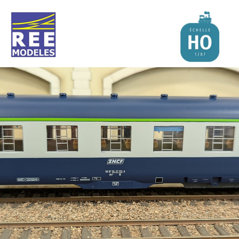 Blue/Grey DEV AO B9c9 car with framed logo SNCF EP IV-V HO REE VB-403-Maketis