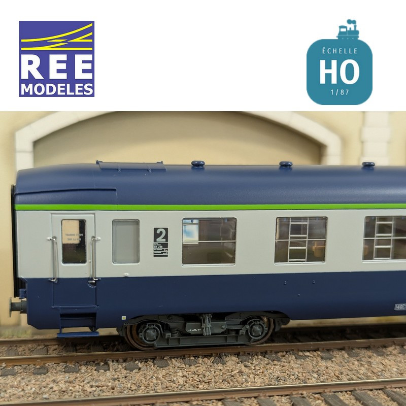 Blue/Grey DEV AO B9c9 car with framed logo SNCF EP IV-V HO REE VB-403-Maketis