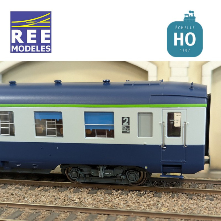 Blue/Grey DEV AO B9c9 car with framed logo SNCF EP IV-V HO REE VB-403-Maketis