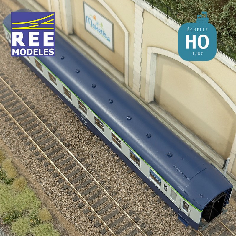 Blue/Grey DEV AO B9c9 car with framed logo SNCF EP IV-V HO REE VB-403-Maketis