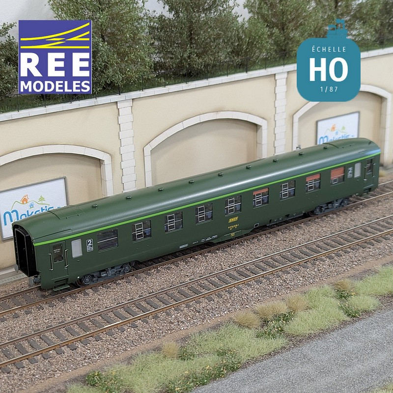 Voiture DEV AO B9c9 Vert logo encadré cartouche Corail SNCF EP IV-V HO REE VB-407-Maketis