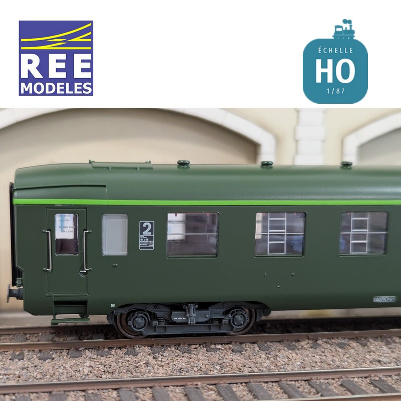 Voiture DEV AO B9c9 Vert logo encadré cartouche Corail SNCF EP IV-V HO REE VB-407-Maketis
