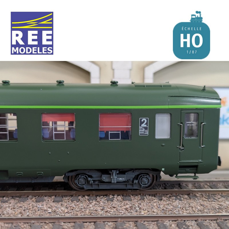 Voiture DEV AO B9c9 Vert logo encadré cartouche Corail SNCF EP IV-V HO REE VB-407-Maketis