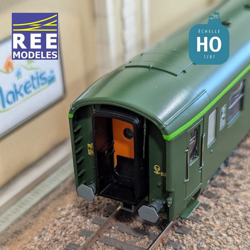 Voiture DEV AO B9c9 Vert logo encadré cartouche Corail SNCF EP IV-V HO REE VB-407-Maketis