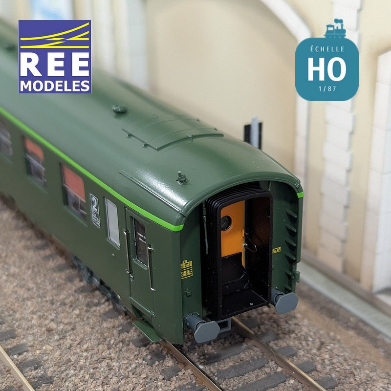 Voiture DEV AO B9c9 Vert logo encadré cartouche Corail SNCF EP IV-V HO REE VB-407-Maketis