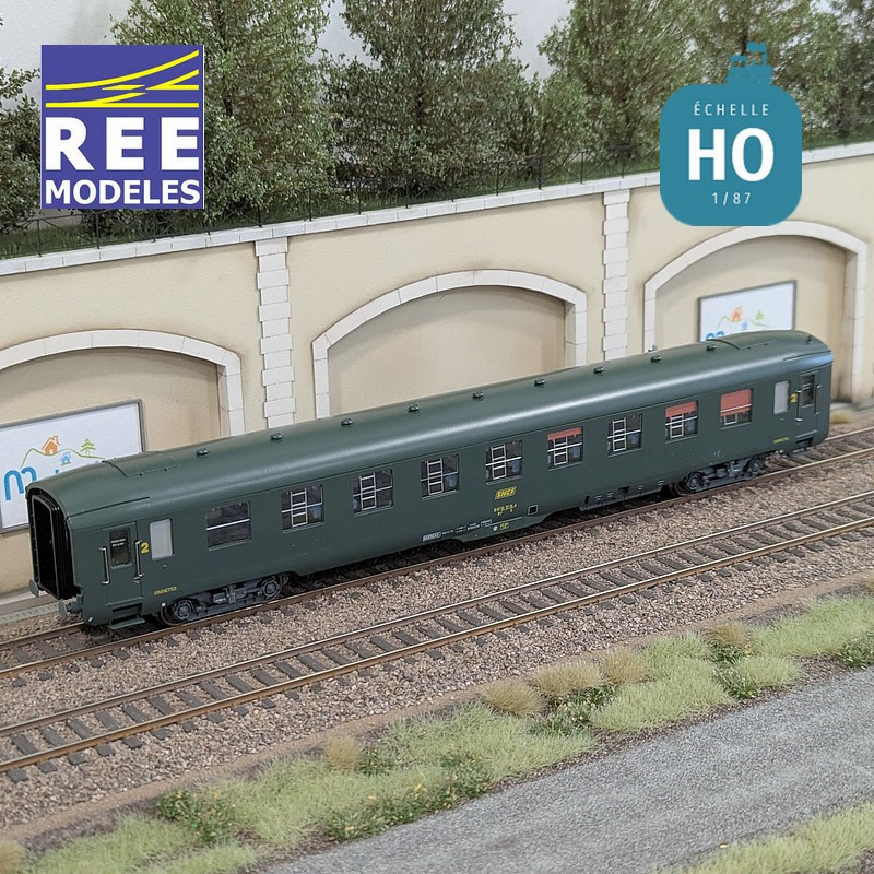Voiture DEV AO B9c9 Vert logo encadré SNCF EP IV HO REE VB-406-Maketis