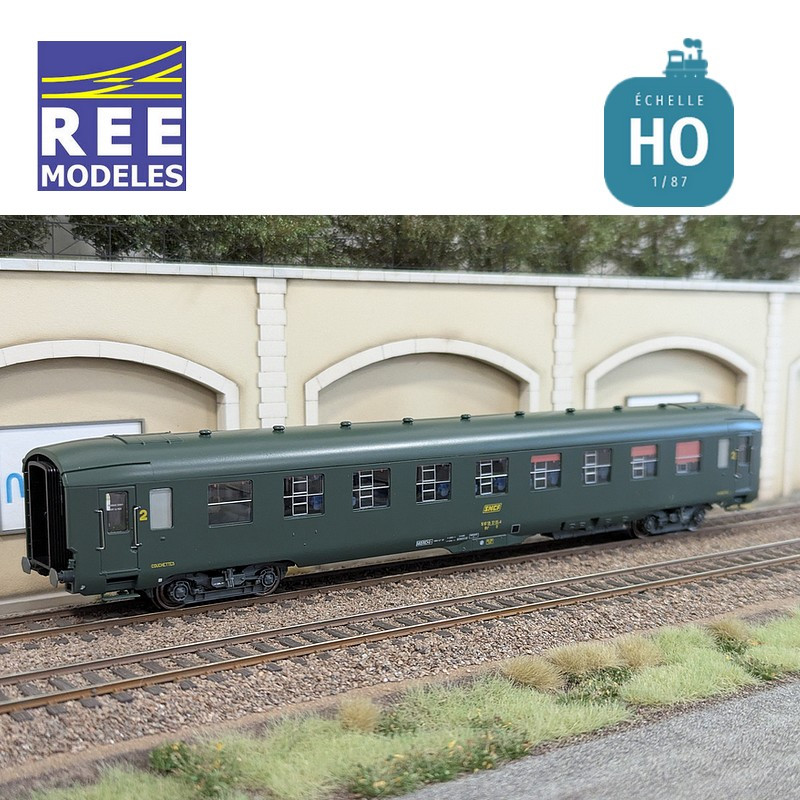 Voiture DEV AO B9c9 Vert logo encadré SNCF EP IV HO REE VB-406-Maketis