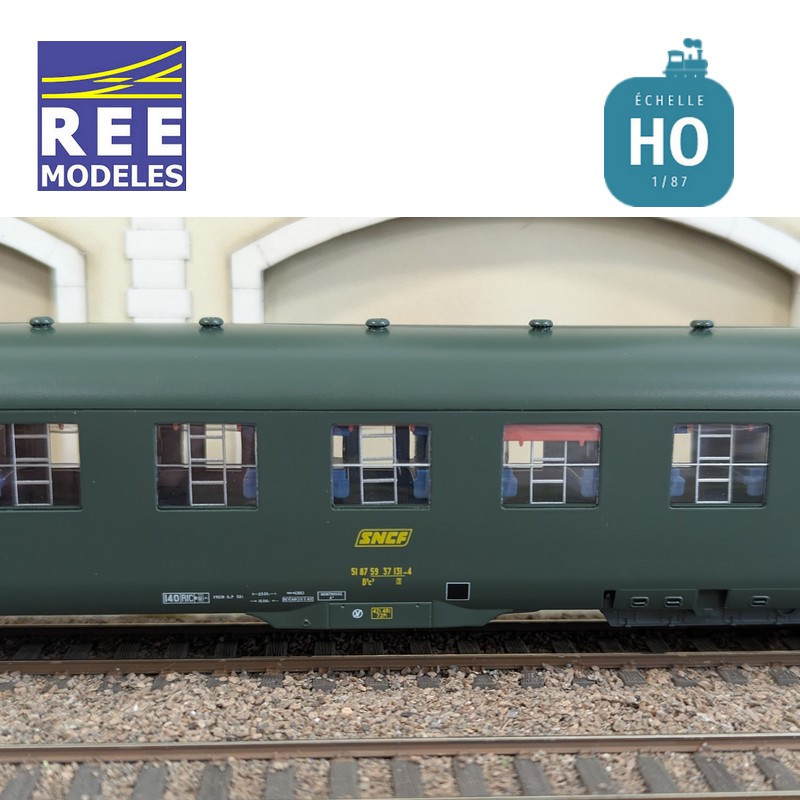 Voiture DEV AO B9c9 Vert logo encadré SNCF EP IV HO REE VB-406-Maketis