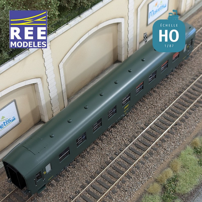 Voiture DEV AO B9c9 Vert logo encadré SNCF EP IV HO REE VB-406-Maketis