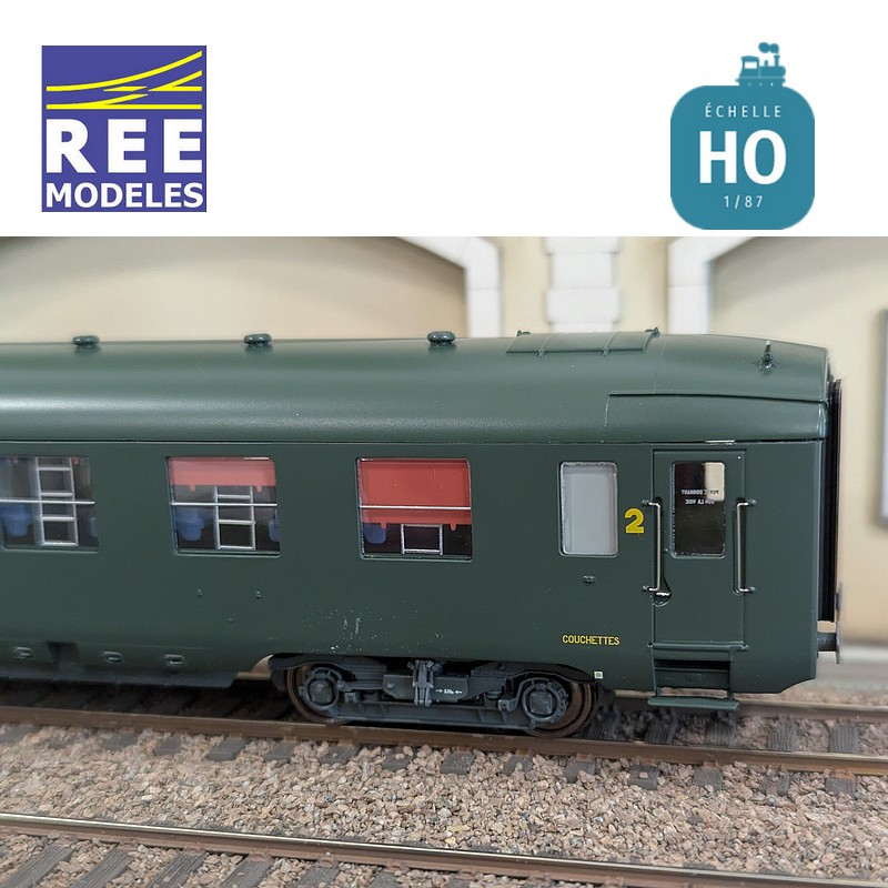 Voiture DEV AO B9c9 Vert logo encadré SNCF EP IV HO REE VB-406-Maketis