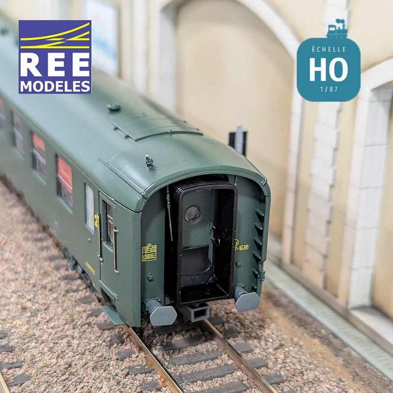 Voiture DEV AO B9c9 Vert logo encadré SNCF EP IV HO REE VB-406-Maketis