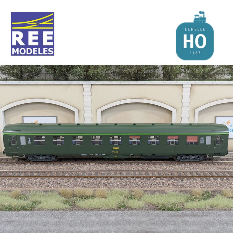 Voiture DEV AO B9c9 Vert logo encadré cartouche Corail SNCF EP IV-V HO REE VB-408-Maketis