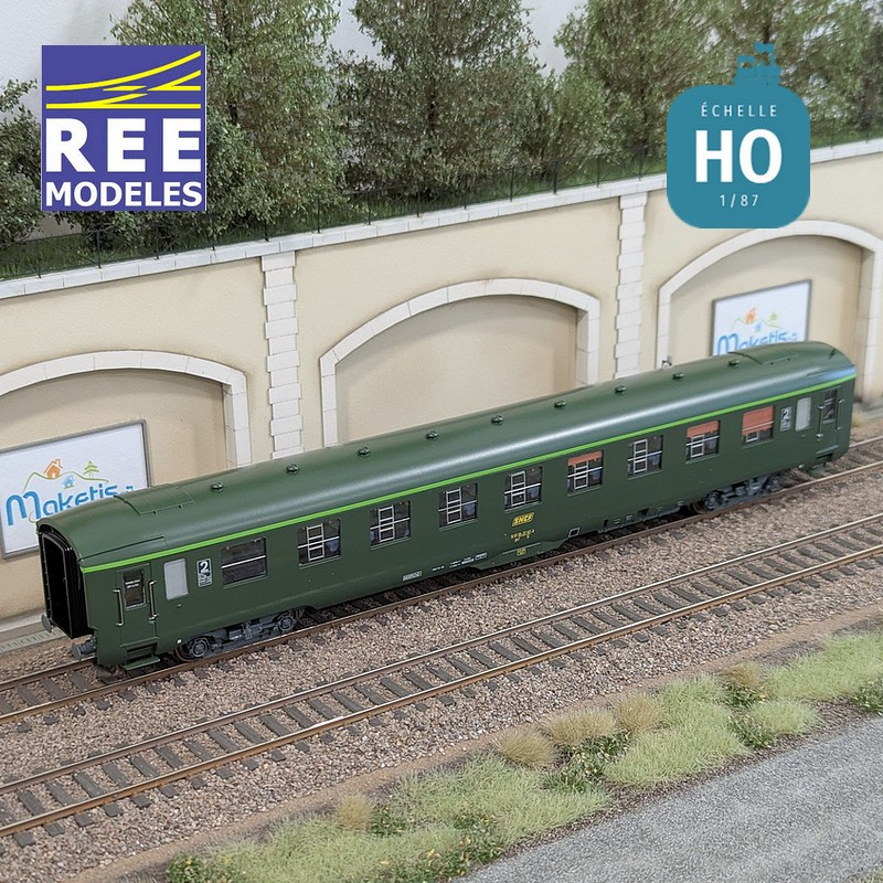 Voiture DEV AO B9c9 Vert logo encadré cartouche Corail SNCF EP IV-V HO REE VB-408-Maketis