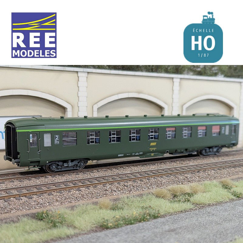 Voiture DEV AO B9c9 Vert logo encadré cartouche Corail SNCF EP IV-V HO REE VB-408-Maketis