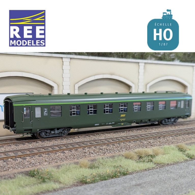 Voiture DEV AO B9c9 Vert logo encadré cartouche Corail SNCF EP IV-V HO REE VB-408-Maketis