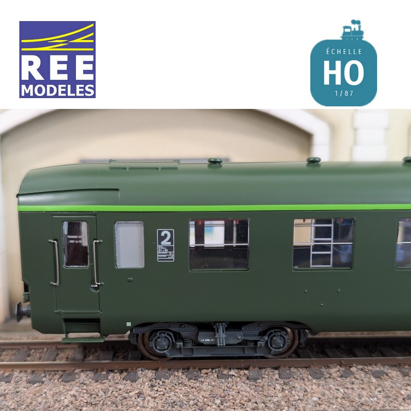 Voiture DEV AO B9c9 Vert logo encadré cartouche Corail SNCF EP IV-V HO REE VB-408-Maketis
