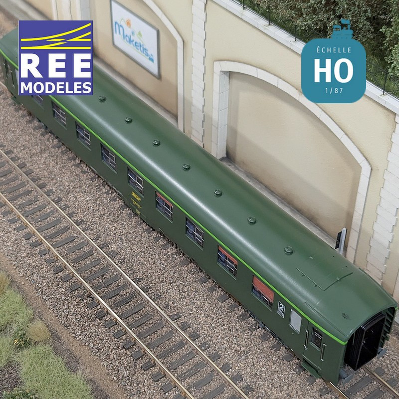 Voiture DEV AO B9c9 Vert logo encadré cartouche Corail SNCF EP IV-V HO REE VB-408-Maketis