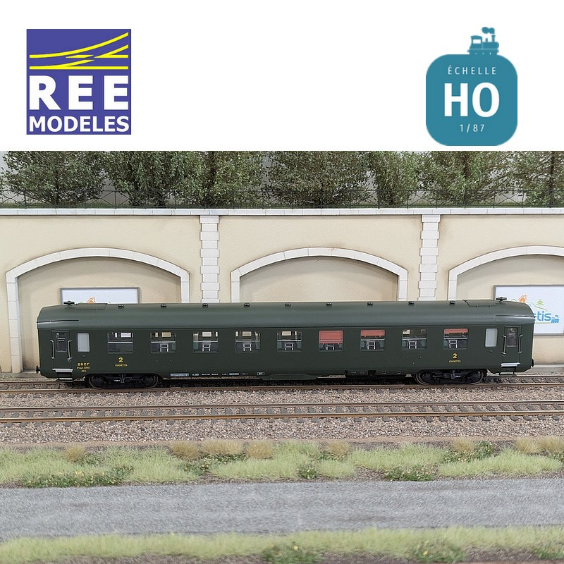 Car DEV AO Berths Green 2nd class B9c9 myfi 32012 SNCF EP IIIb HO REE VB-400-Maketis