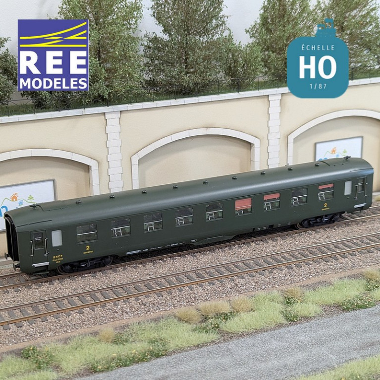 Car DEV AO Berths Green 2nd class B9c9 myfi 32012 SNCF EP IIIb HO REE VB-400-Maketis Car DEV AO Berths Green 2nd class B9c9 myfi 32012 SNCF EP IIIb HO REE VB-400-Maketis