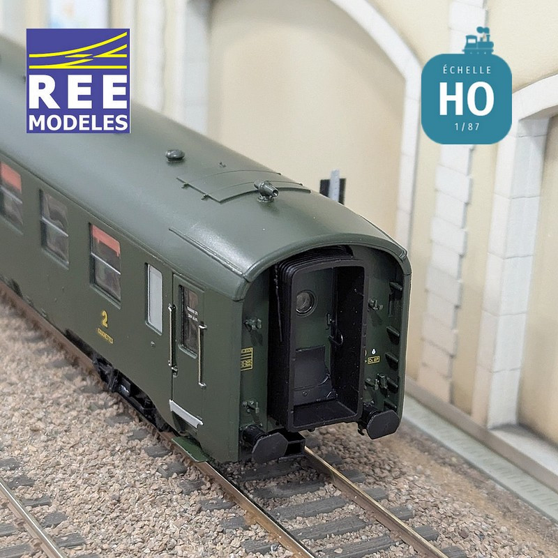 Car DEV AO Berths Green 2nd class B9c9 myfi 32012 SNCF EP IIIb HO REE VB-400-Maketis