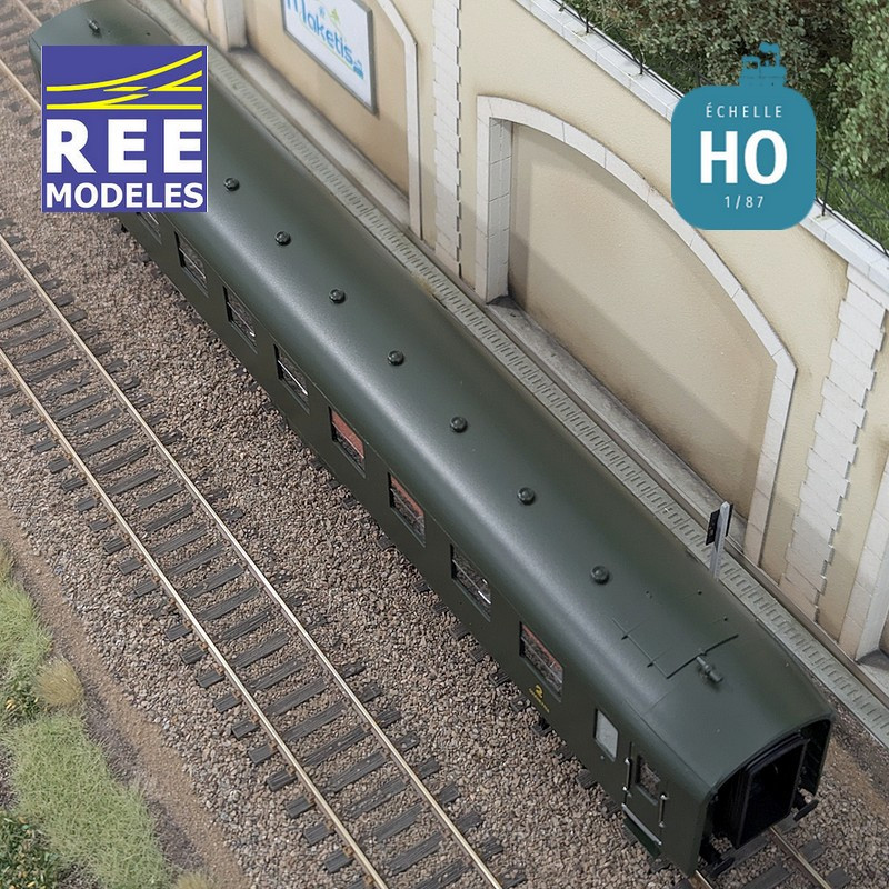 Car DEV AO Berths Green 2nd class B9c9 myfi 32012 SNCF EP IIIb HO REE VB-400-Maketis