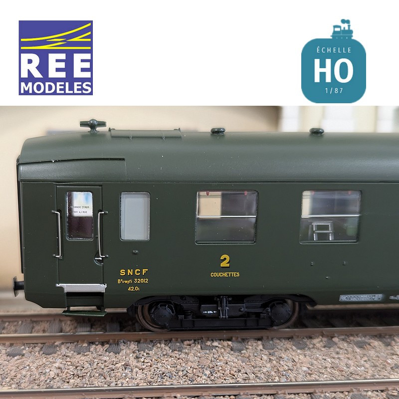 Car DEV AO Berths Green 2nd class B9c9 myfi 32012 SNCF EP IIIb HO REE VB-400-Maketis