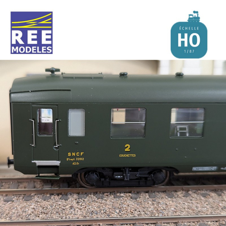 Car DEV AO Berths Green 2nd class B9c9 myfi 32012 SNCF EP IIIb HO REE VB-400-Maketis Car DEV AO Berths Green 2nd class B9c9 myfi 32012 SNCF EP IIIb HO REE VB-400-Maketis