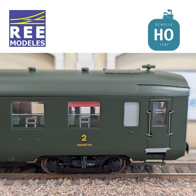 Car DEV AO Berths Green 2nd class B9c9 myfi 32012 SNCF EP IIIb HO REE VB-400-Maketis