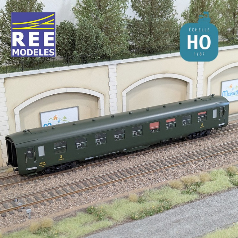 Set of 3 Green DEV AO Couchettes SNCF EP IIIb HO REE VB-399-Maketis carriages