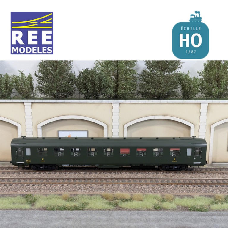 Set of 3 Green DEV AO Couchettes SNCF EP IIIb HO REE VB-399-Maketis carriages