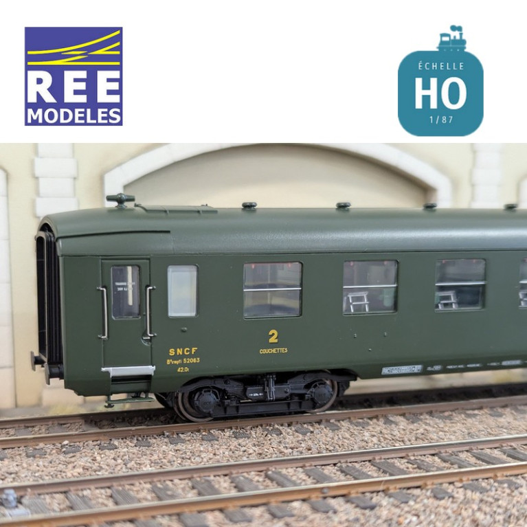 Set of 3 Green DEV AO Couchettes SNCF EP IIIb HO REE VB-399-Maketis carriages