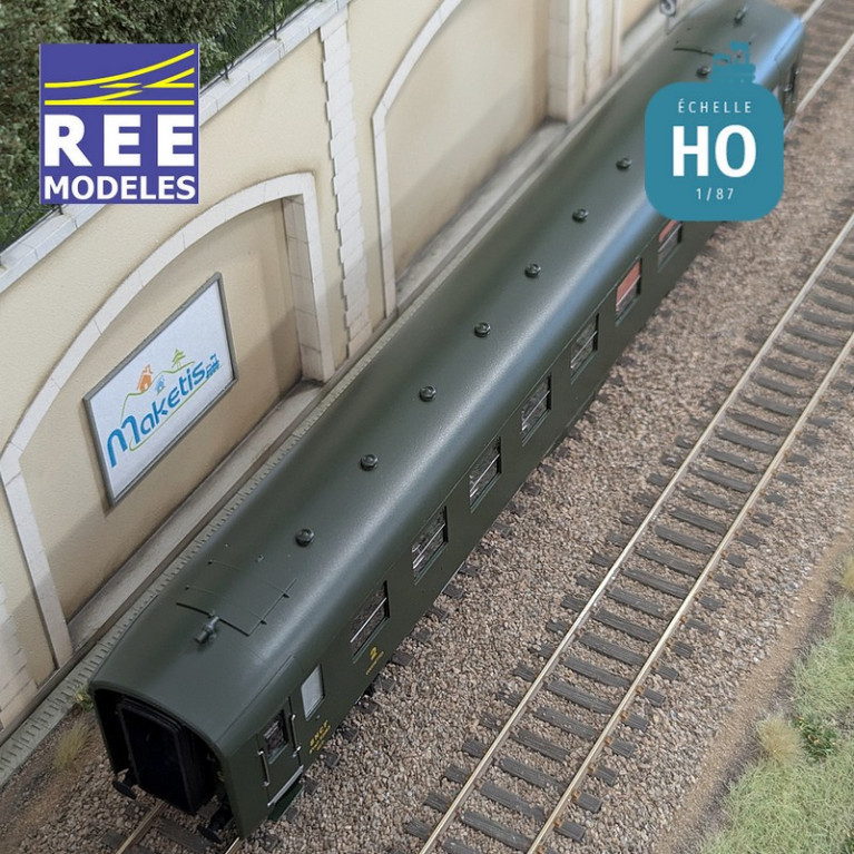 Set of 3 Green DEV AO Couchettes SNCF EP IIIb HO REE VB-399-Maketis carriages