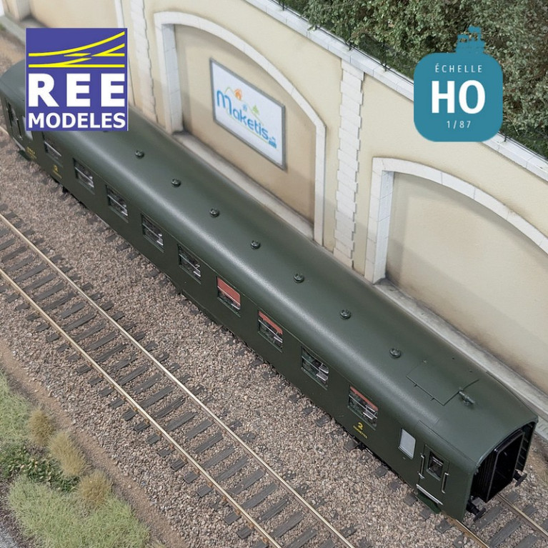 Set of 3 Green DEV AO Couchettes SNCF EP IIIb HO REE VB-399-Maketis carriages
