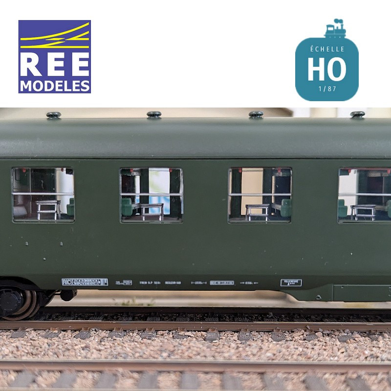 Set of 3 Green DEV AO Couchettes SNCF EP IIIb HO REE VB-399-Maketis carriages