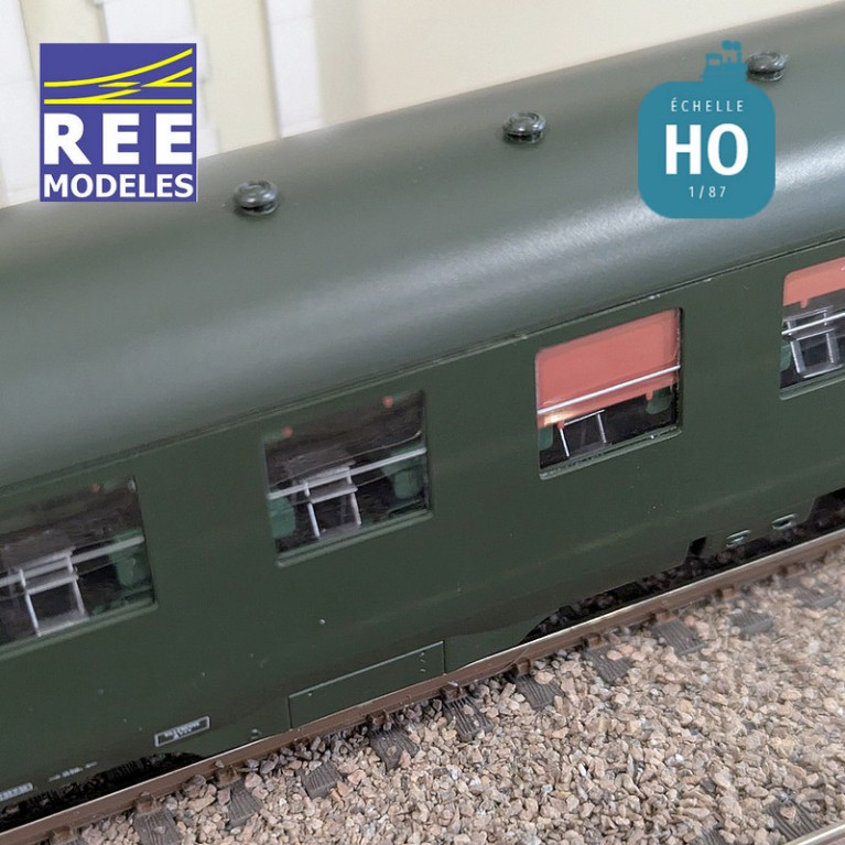 Set of 3 Green DEV AO Couchettes SNCF EP IIIb HO REE VB-399-Maketis carriages