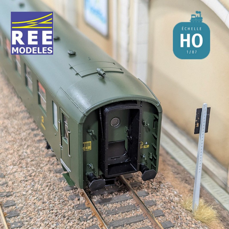 Set of 3 Green DEV AO Couchettes SNCF EP IIIb HO REE VB-399-Maketis carriages