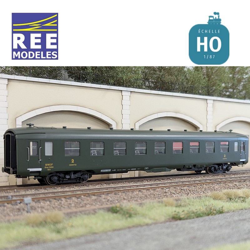Set of 3 Green DEV AO Couchettes SNCF EP IIIb HO REE VB-399-Maketis carriages