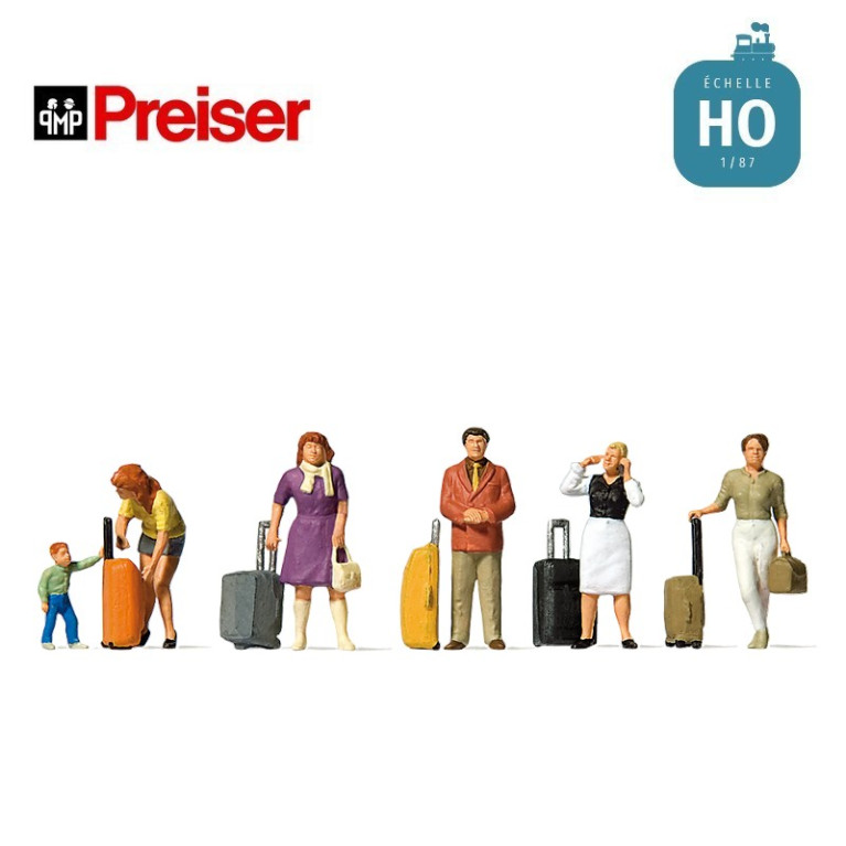 Voyageurs avec valises roulantes HO Preiser 10641 - Maketis Voyageurs avec valises roulantes HO Preiser 10641 - Maketis