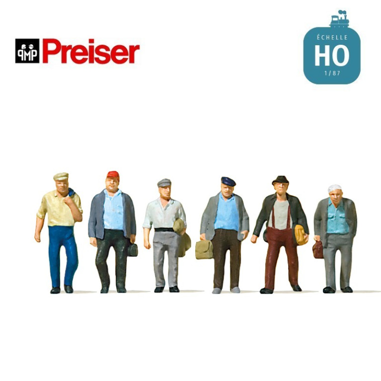 Ouvriers en route vers la Gare HO Preiser 10366 - Maketis
