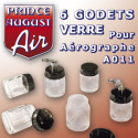 6 godets verre pour aérographe A011 Prince August PAAA040 -MAKETIS