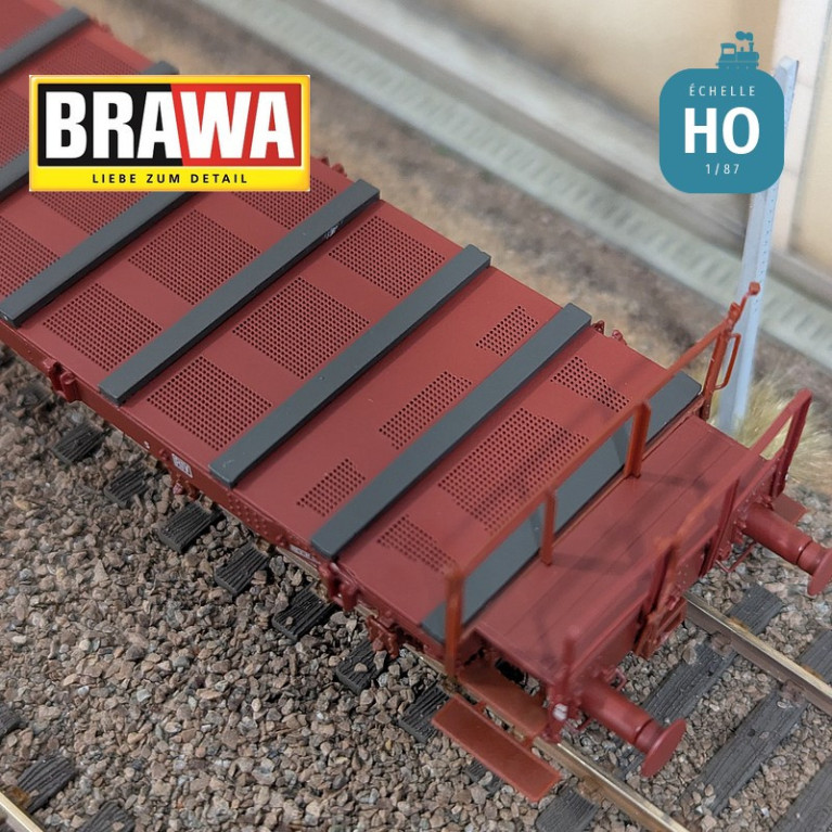 Wagon plat à bogies Rryf SNCF Ep III Brawa 50658 - Maketis Wagon plat à bogies Rryf SNCF Ep III Brawa 50658 - Maketis